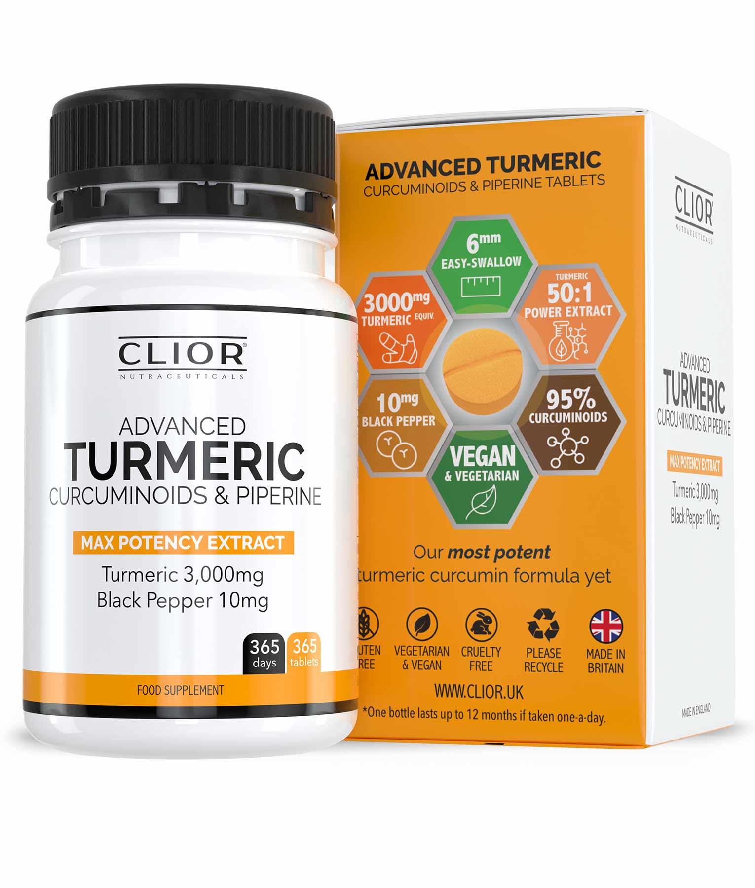 Advanced Turmeric Curcumin & Piperine 3,000mg Clior® UK (Cambridge Labs)