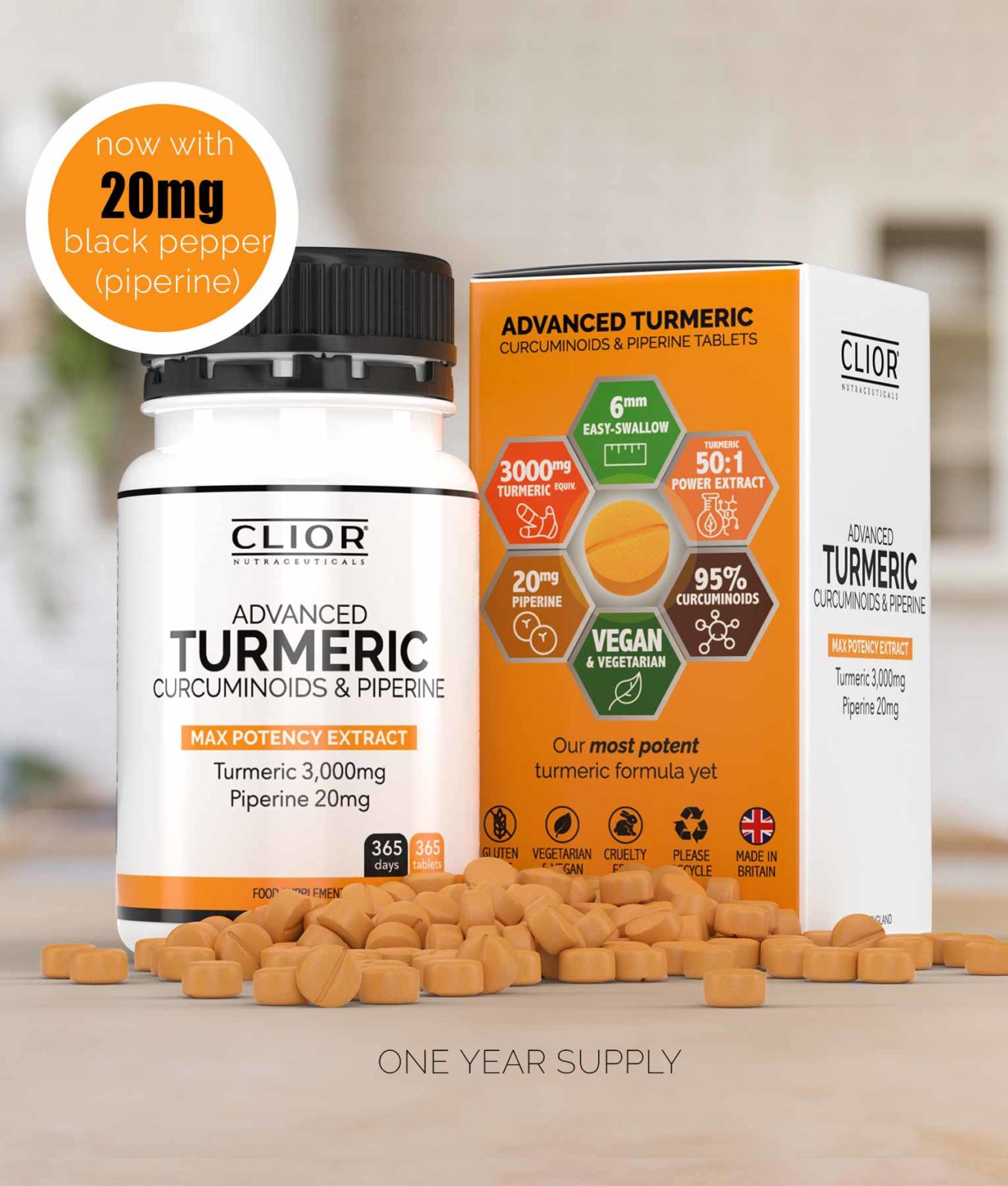 Advanced Turmeric Curcumin & Piperine 3,000mg Clior® UK (Cambridge Labs)