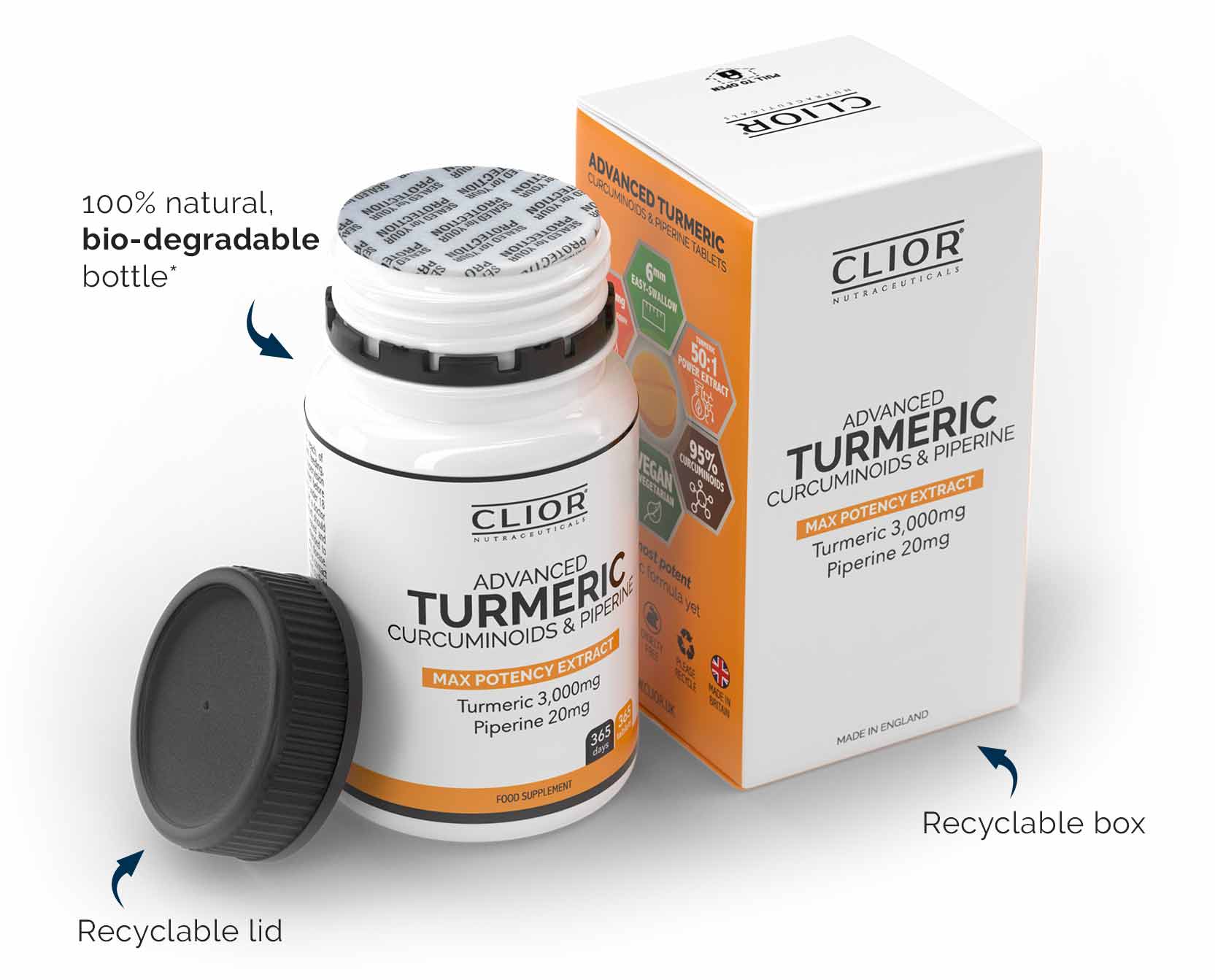 Clior Advanced Turmeric Curcumin & Piperine 3,000mg One Year Supply 365 days